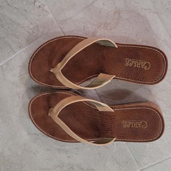 Carlos Santana Shoes - Cute cork and leather sandals about 2 inches high in very good condition!